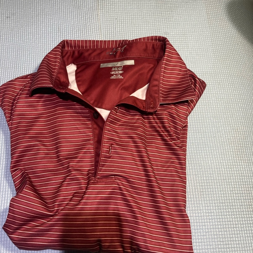 Greg Norman red striped golf polo extra large shirt